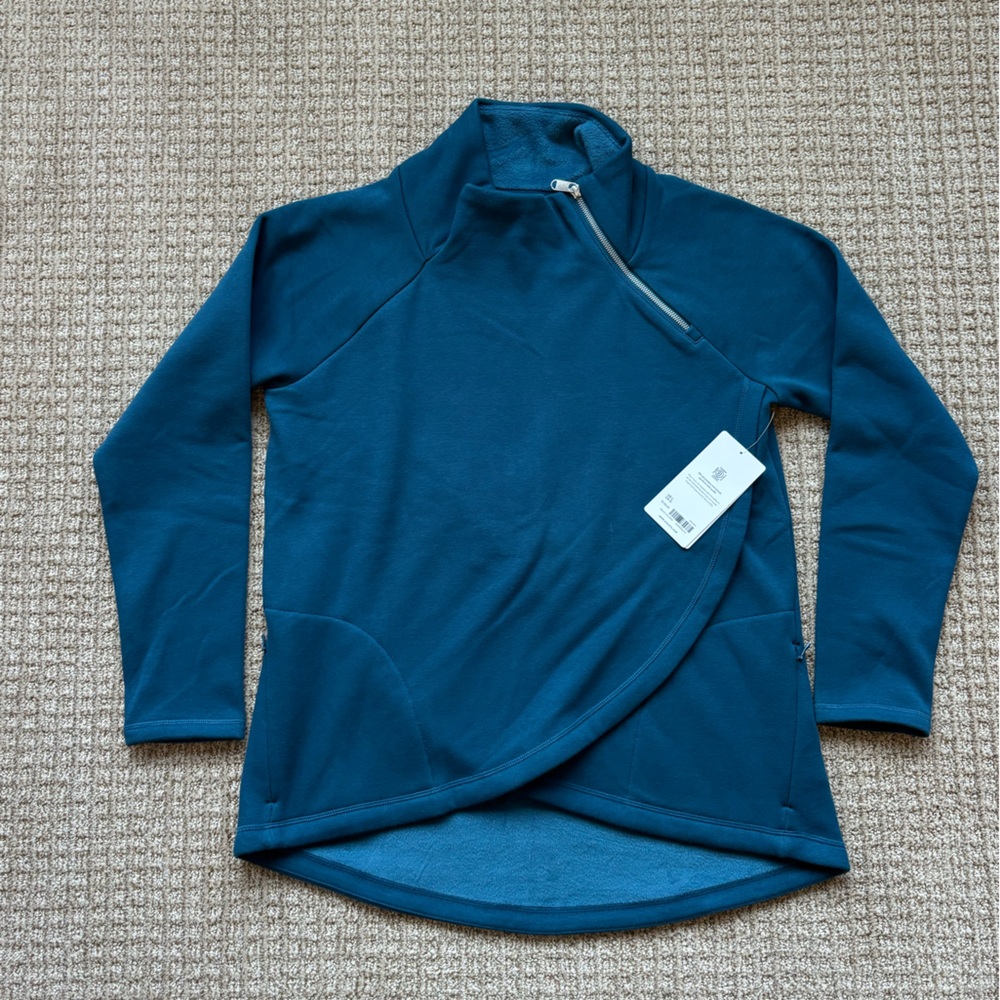 Athleta Teal Cozy Karma Asym Pullover